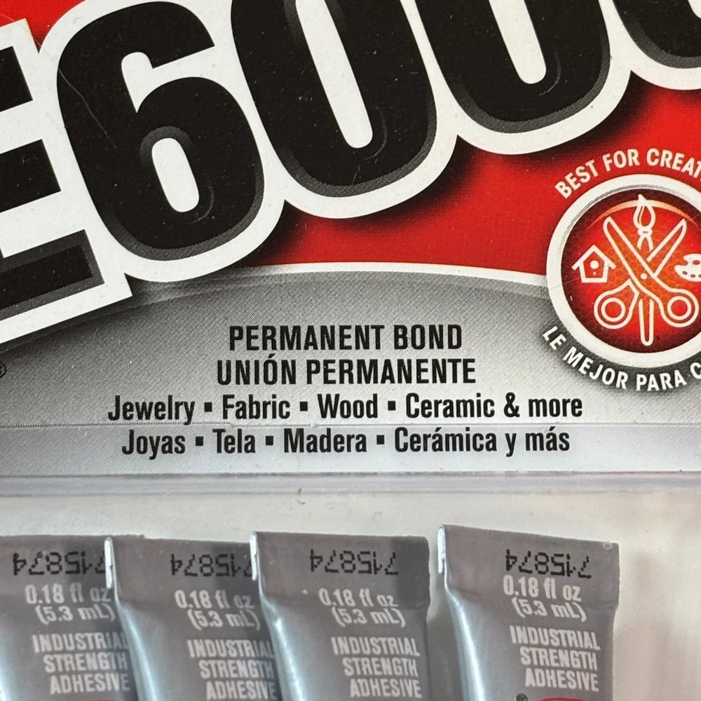 E6000 Industrial Strength Adhesive Clear 4Tubes 0.18oz Permanent Bond Craft Glue